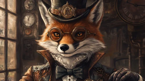 Fox Gentleman in Steampunk Attire