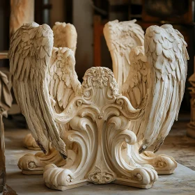 Ornate Angel Wings Sculpture with Detailed Feathers