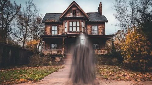 Ghostly Figure Haunting Dilapidated Building