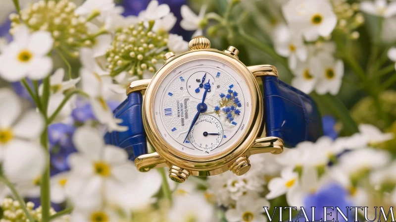 Exquisite Luxury Wristwatch with Blue Leather Strap | Elegant Design AI Image