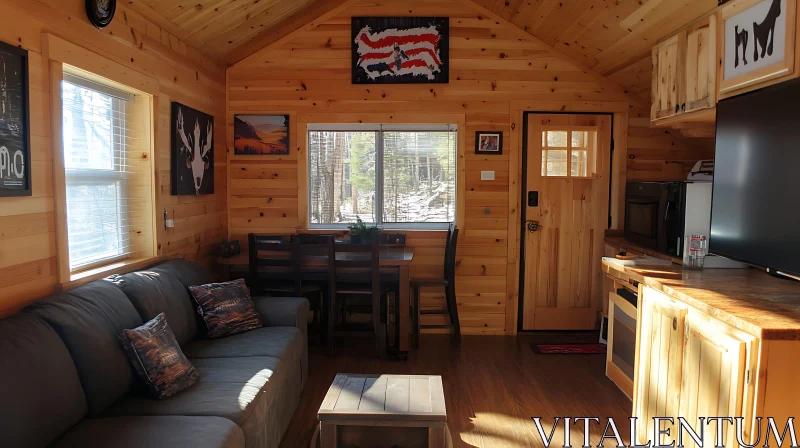 Rustic Cabin Interior AI Image