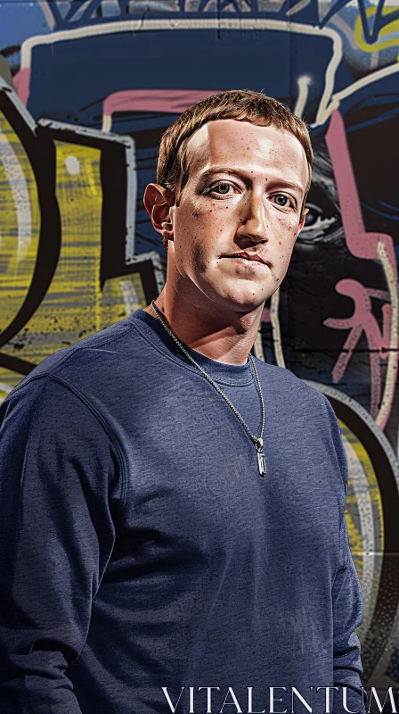 Mark Zuckerberg Graffiti Portrait AI Image