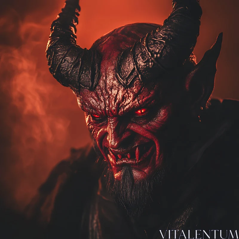 AI ART Crimson Demon with Horns