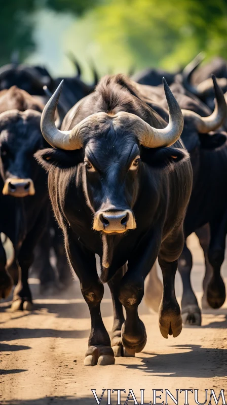 Powerful Image of Running Cattle in Dark Symbolism AI Image