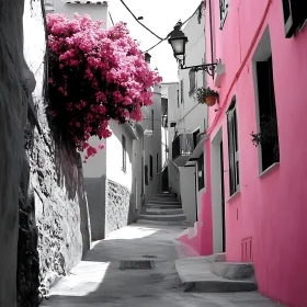 Charming Pink Street with Floral Accent