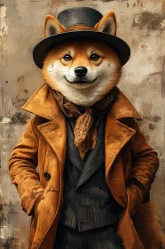 Dapper Dog in Retro Attire