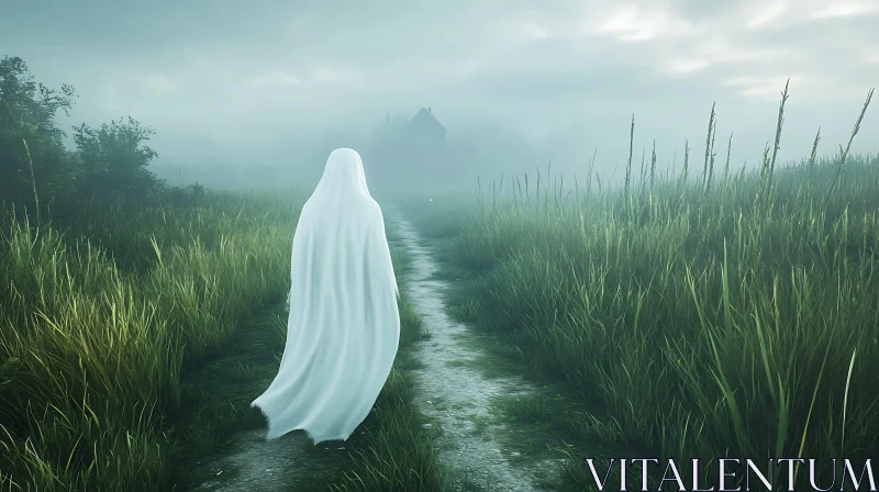 AI ART Shrouded Figure on Misty Path