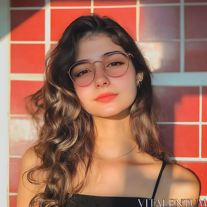 Girl with Glasses in Sunlight AI Image