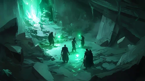 Figures in a Glowing Cavern