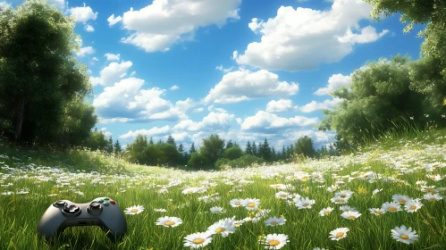 Gaming Controller in Floral Meadow