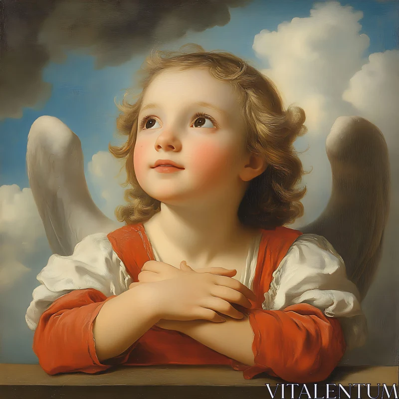 AI ART Serene Angelic Child Gazing Skyward