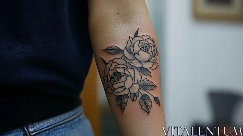 Intricate Peony Tattoo Design AI Image