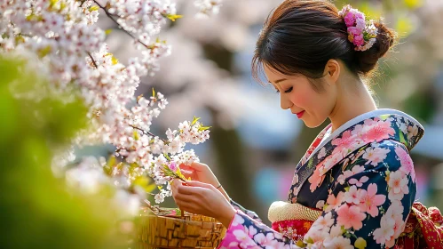 Floral Kimono and Spring Blossoms