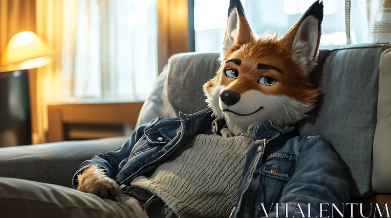 Relaxed Fox Character Portrait AI Image