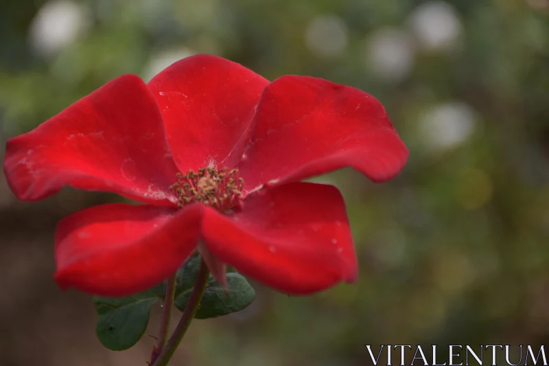 PHOTO Lush Red Rose in Natural Setting