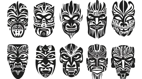 Monochrome Tribal Mask Set