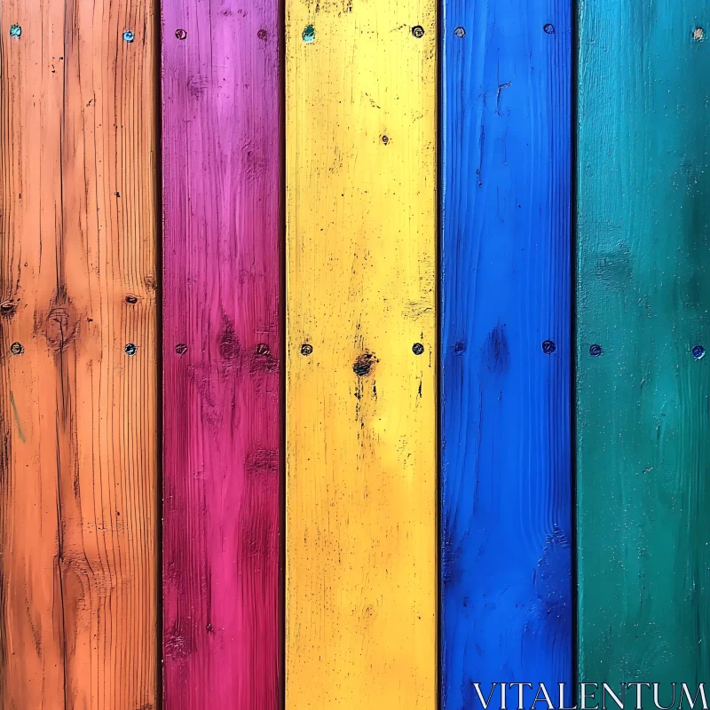 Colourful Wooden Planks Background AI Image