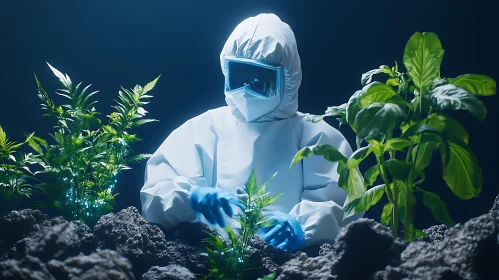 Person in Suit with Plants