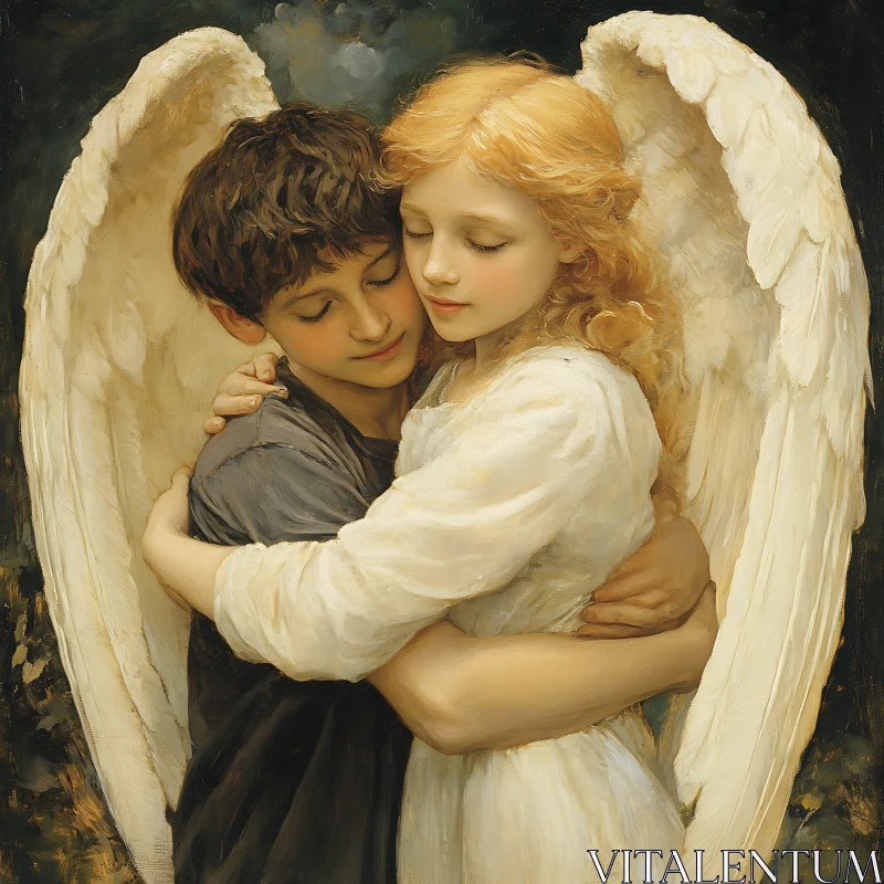 AI ART Children with Wings: A Moment of Peace