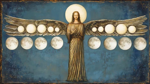 Celestial Guardian Angel with Moon Cycle Wings