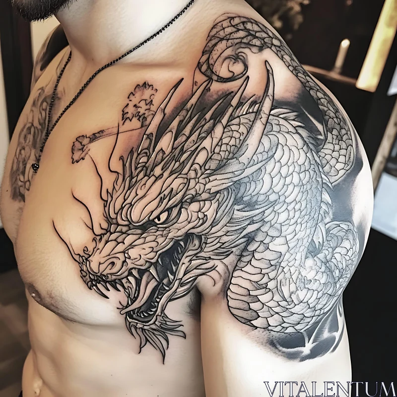 Detailed Dragon Body Art AI Image