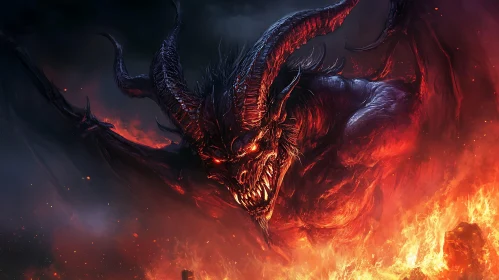 Demon Rising from the Flames of Hell