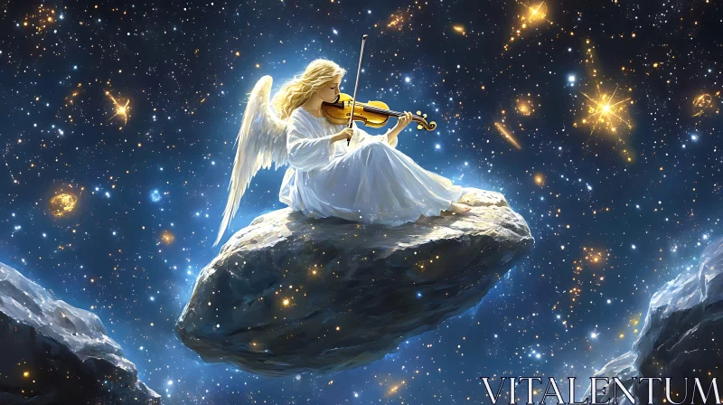 Angel's Serenade Among the Stars AI Image