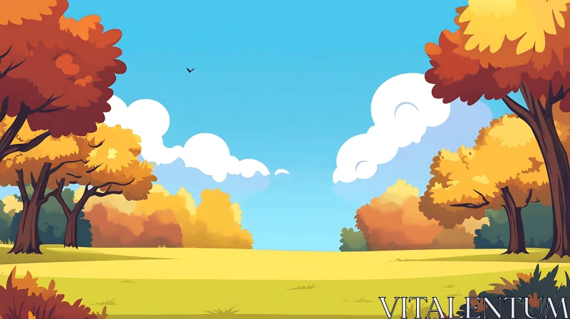 AI ART Serene Autumnal Cartoon Scene