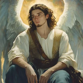 Male Angel in Golden Light