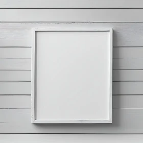 Empty White Frame on Grey Wooden Panels