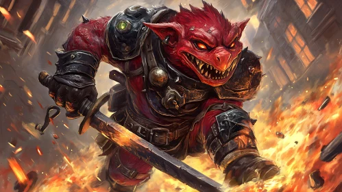 Red Monster Warrior with Sword