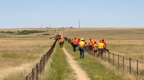 Workers on a Field Path