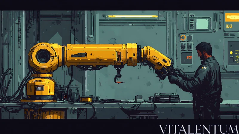 AI ART Yellow Robotic Arm Pixel Art