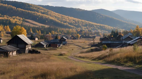 Autumnal Village in the Hills