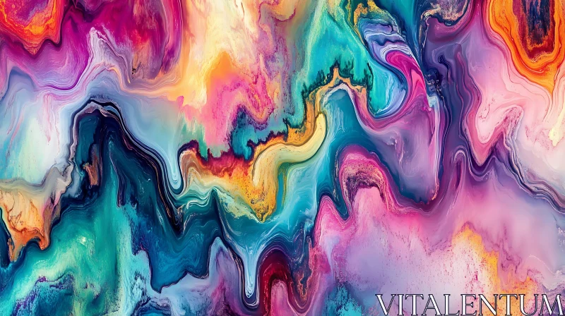 Colorful Abstract Paint Swirls AI Image