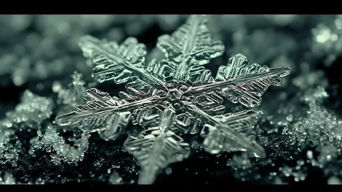 Detailed Snowflake Macro Shot