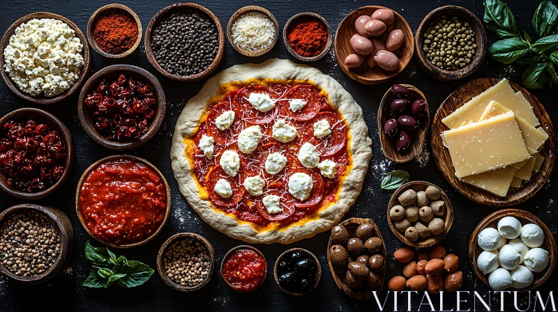 Artisan Pizza Making Ingredients AI Image