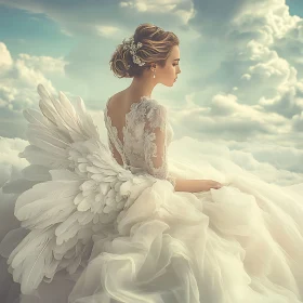 Ethereal Angel in Heavenly Cloudscape