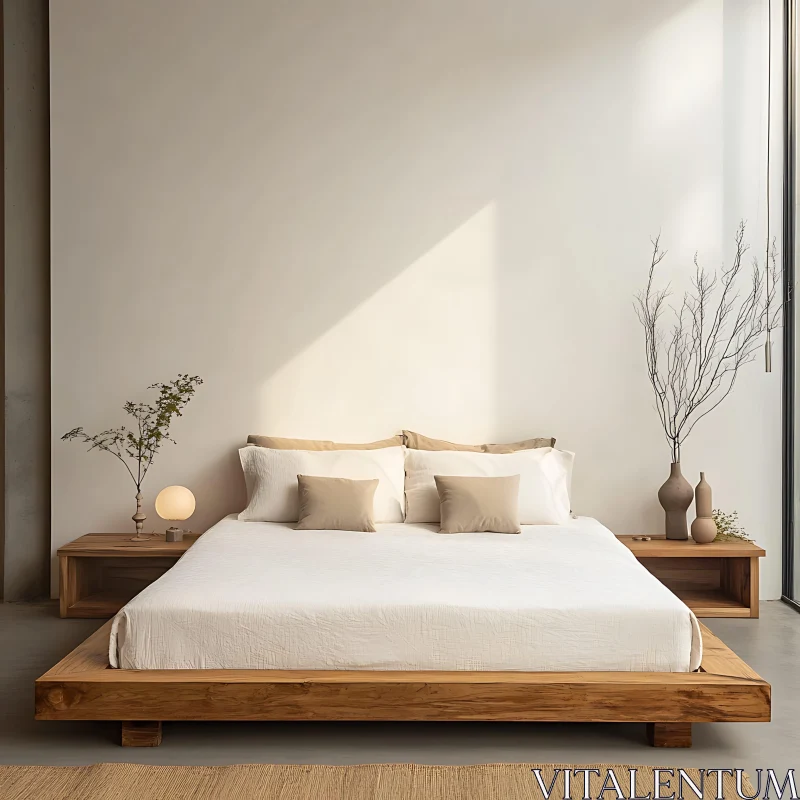 AI ART Modern Bedroom Interior with Platform Bed