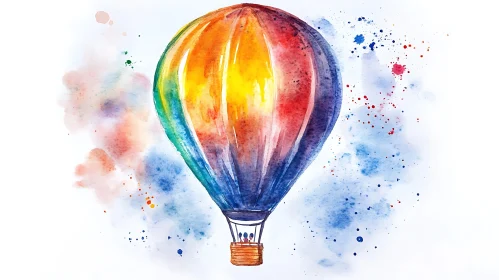 Rainbow Balloon Watercolor Art