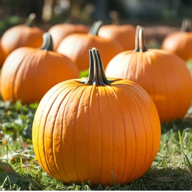 Field of Pumpkins in the Sunlight