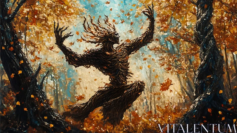 Spirit of the Woods in Autumnal Dance AI Image