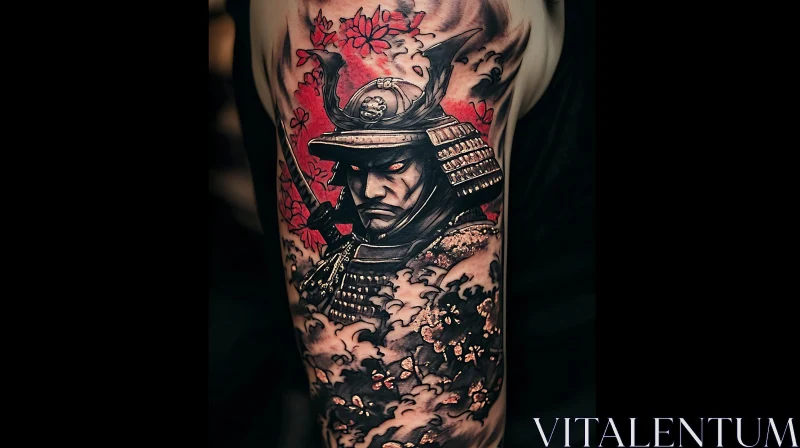 Detailed Japanese Samurai Tattoo AI Image