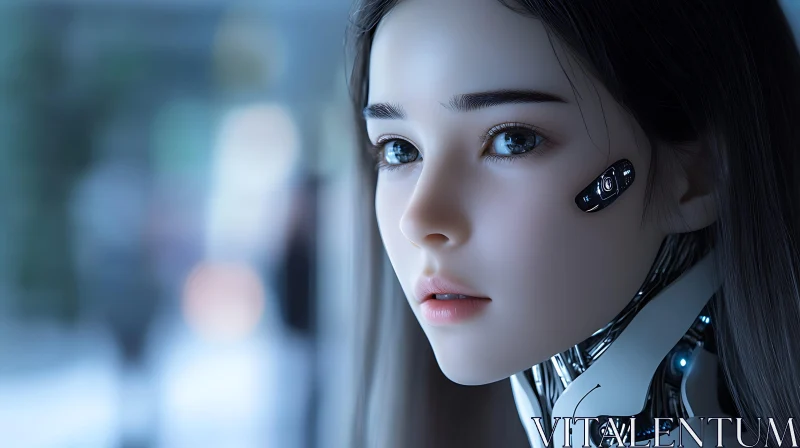 Cybernetic Human Hybrid Close-Up AI Image