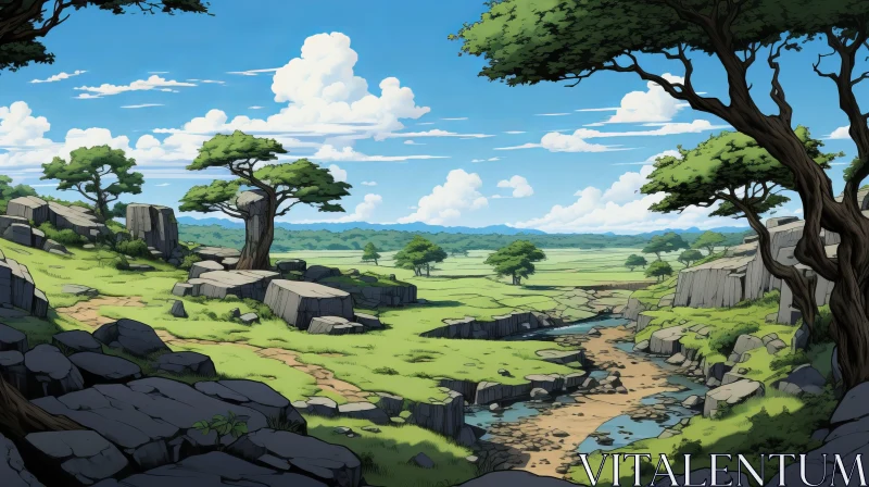 Animecore Art - Southern Countryside Landscape AI Image