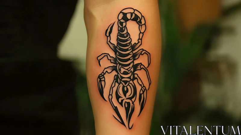 Intricate Scorpion Black Ink Tattoo AI Image