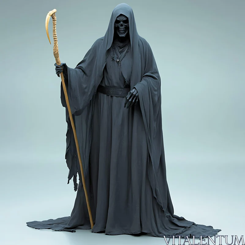 AI ART Dark Robed Figure with Scythe