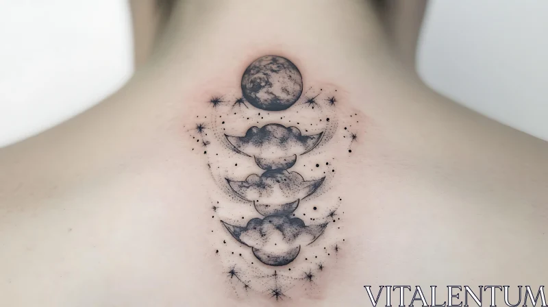 Cosmic Moon Phases Tattoo Design AI Image