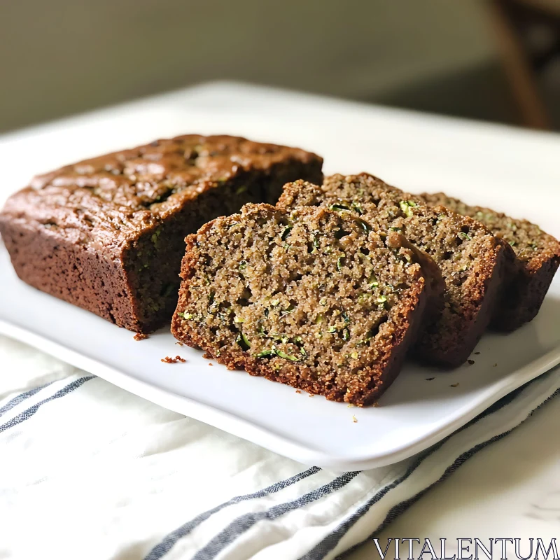 Freshly Baked Zucchini Loaf Slices AI Image