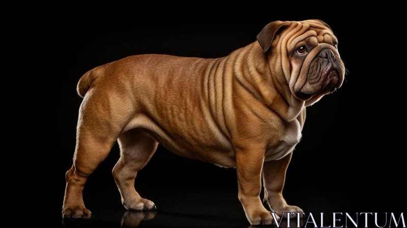 English Bulldog Against Black Background in Smooth Lines and Bold Colors AI Image